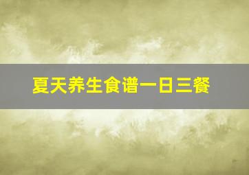 夏天养生食谱一日三餐