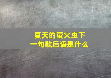 夏天的萤火虫下一句歇后语是什么