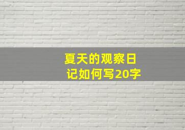 夏天的观察日记如何写20字