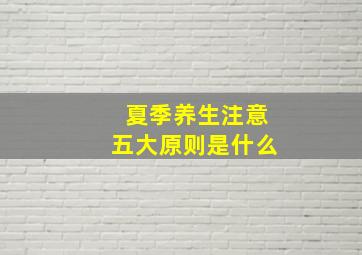 夏季养生注意五大原则是什么