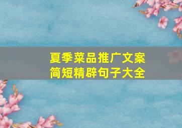 夏季菜品推广文案简短精辟句子大全