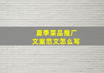 夏季菜品推广文案范文怎么写