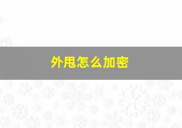 外甩怎么加密