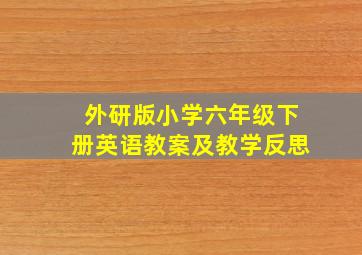 外研版小学六年级下册英语教案及教学反思