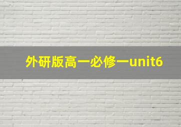 外研版高一必修一unit6