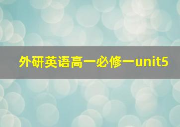 外研英语高一必修一unit5