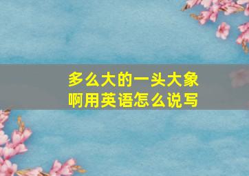 多么大的一头大象啊用英语怎么说写