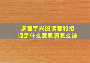 多音字兴的读音和组词是什么意思啊怎么读