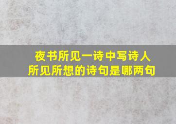 夜书所见一诗中写诗人所见所想的诗句是哪两句