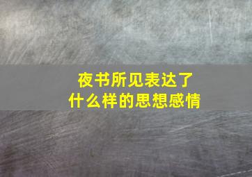 夜书所见表达了什么样的思想感情