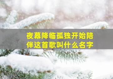 夜幕降临孤独开始陪伴这首歌叫什么名字