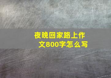 夜晚回家路上作文800字怎么写