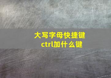 大写字母快捷键ctrl加什么键