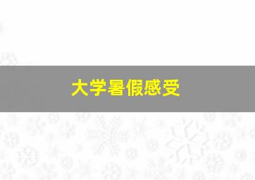 大学暑假感受