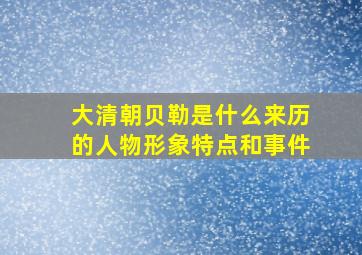 大清朝贝勒是什么来历的人物形象特点和事件