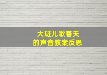 大班儿歌春天的声音教案反思