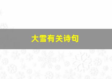 大雪有关诗句