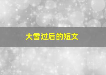 大雪过后的短文