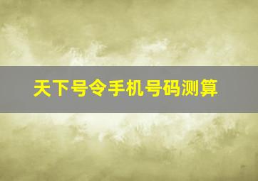 天下号令手机号码测算