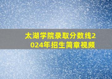 太湖学院录取分数线2024年招生简章视频