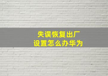 失误恢复出厂设置怎么办华为