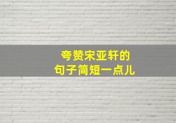 夸赞宋亚轩的句子简短一点儿