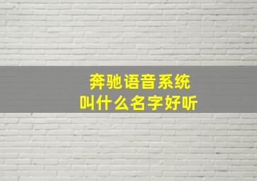 奔驰语音系统叫什么名字好听