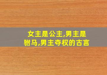 女主是公主,男主是驸马,男主夺权的古言