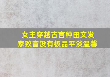 女主穿越古言种田文发家致富没有极品平淡温馨