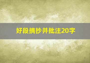 好段摘抄并批注20字