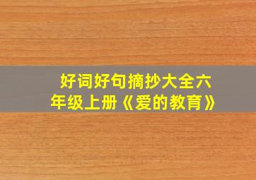 好词好句摘抄大全六年级上册《爱的教育》