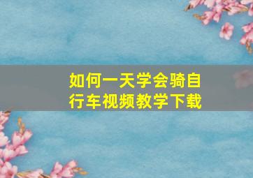 如何一天学会骑自行车视频教学下载