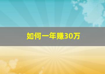 如何一年赚30万