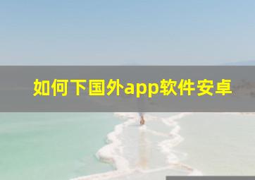 如何下国外app软件安卓