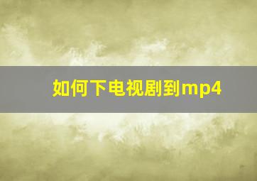 如何下电视剧到mp4