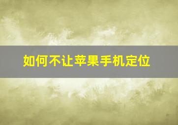 如何不让苹果手机定位