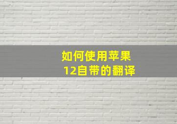 如何使用苹果12自带的翻译