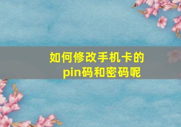 如何修改手机卡的pin码和密码呢