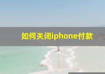 如何关闭iphone付款