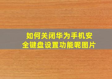 如何关闭华为手机安全键盘设置功能呢图片