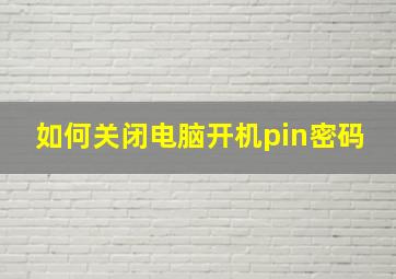 如何关闭电脑开机pin密码