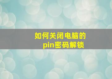 如何关闭电脑的pin密码解锁