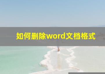 如何删除word文档格式