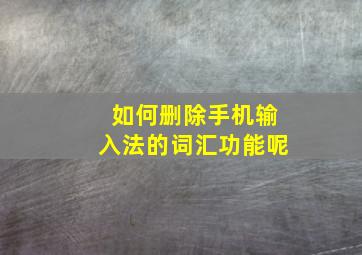 如何删除手机输入法的词汇功能呢