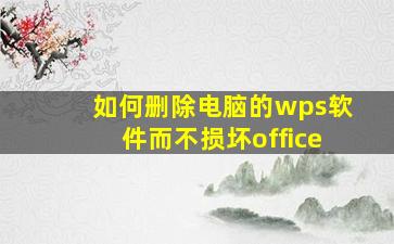 如何删除电脑的wps软件而不损坏office