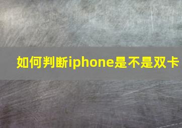 如何判断iphone是不是双卡