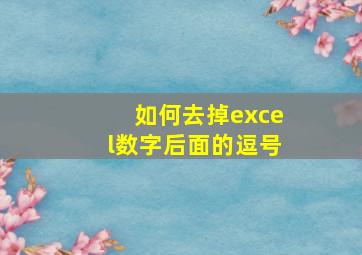 如何去掉excel数字后面的逗号