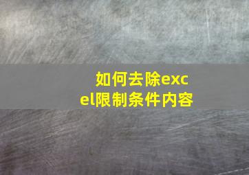 如何去除excel限制条件内容