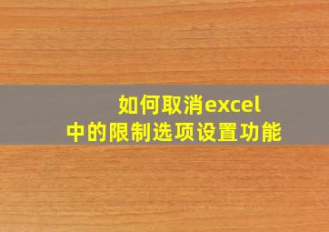 如何取消excel中的限制选项设置功能