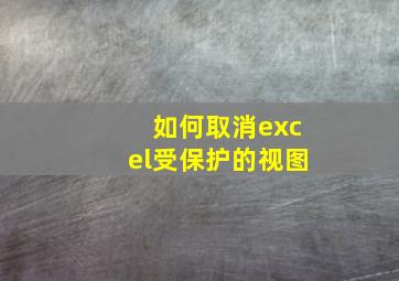 如何取消excel受保护的视图